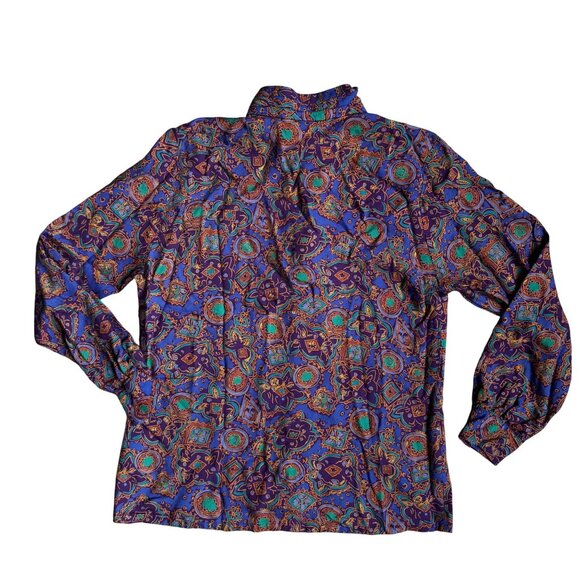 2/$18 SALE!  Pendleton Sophisticates Paisley Button Up Blouse Women L Purple VTG - Picture 1 of 8